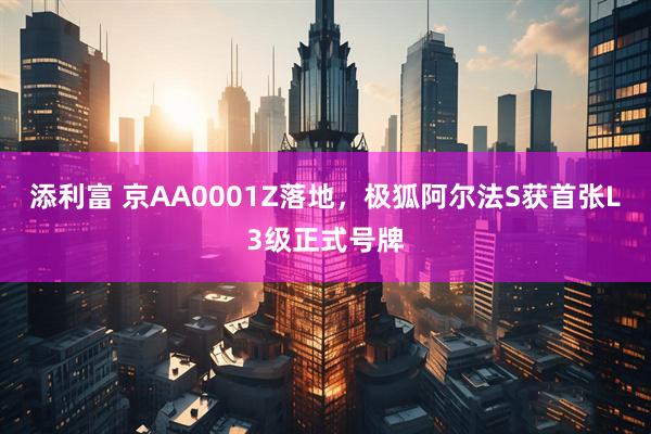 添利富 京AA0001Z落地，极狐阿尔法S获首张L3级正式号牌