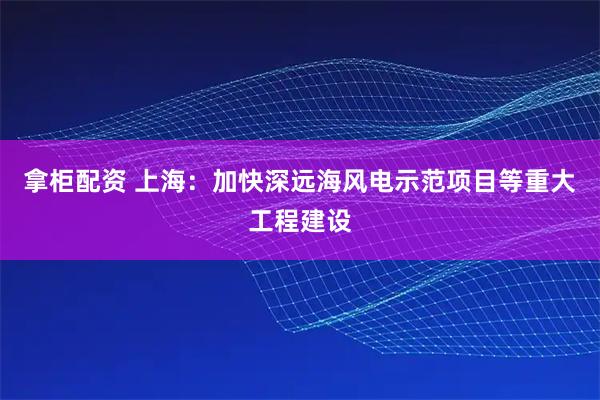 拿柜配资 上海：加快深远海风电示范项目等重大工程建设